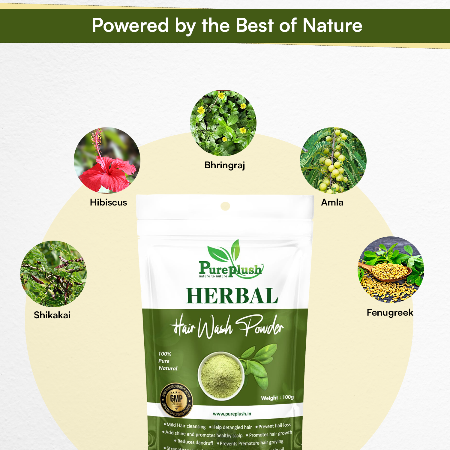 Pureplush Herbal Hairwash powder - Detail View